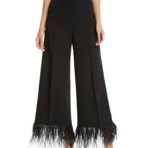 Molly Wide Leg Feather Trim Cropped pants